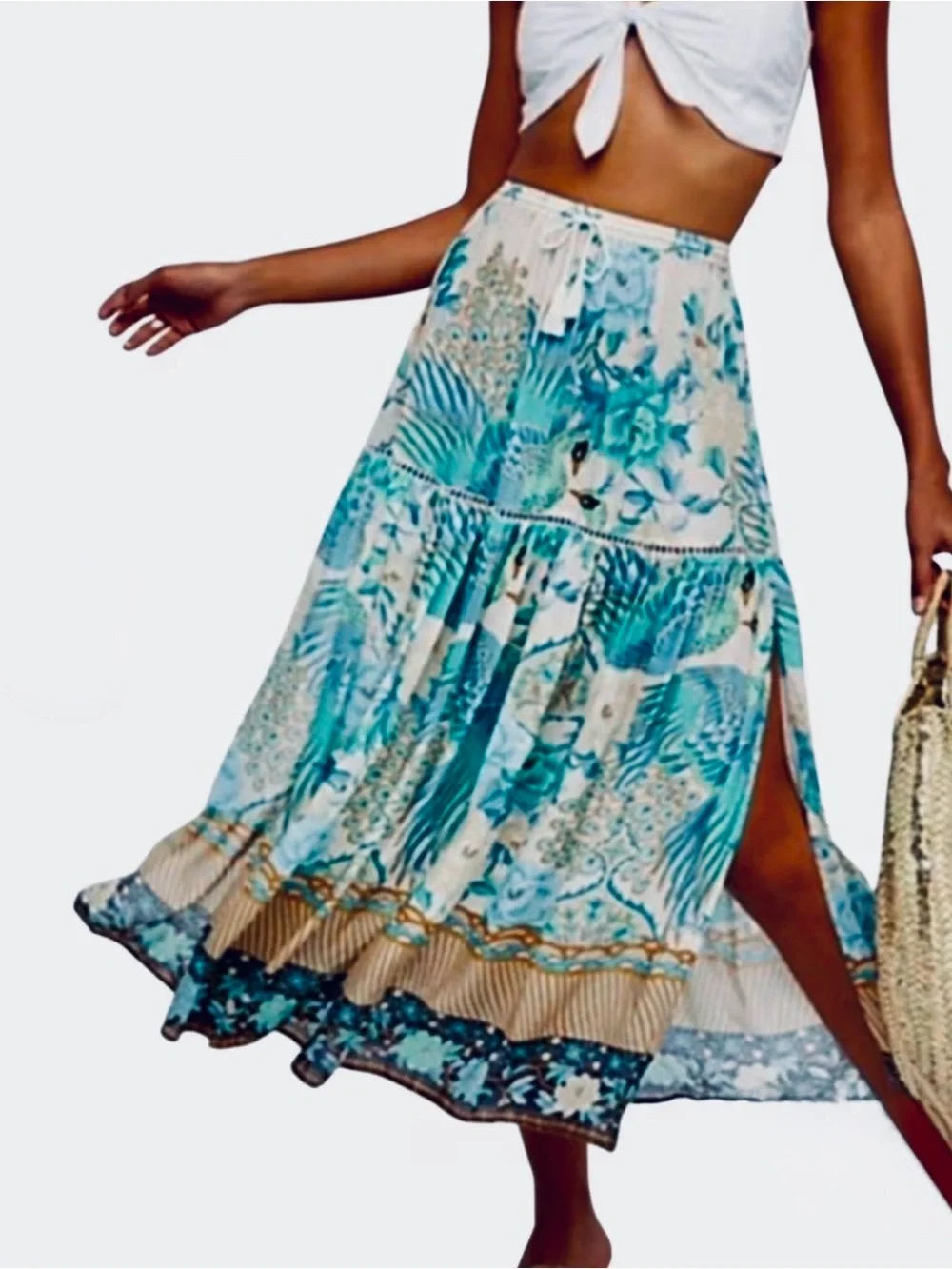 Spell Cloud Dancer Midi Skirt in Porcelain, Sm, EUC! 🦚